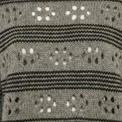 Miu Miu Grey Cut-Out Rib Knit Sweater S