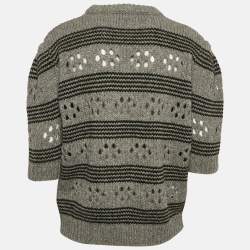 Miu Miu Grey Cut-Out Rib Knit Sweater S