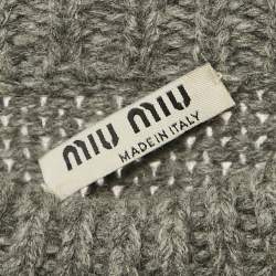Miu Miu Grey Cut-Out Rib Knit Sweater S