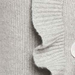 Miu Miu Grey Rib Knit Ruffled Crop Cardigan S