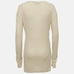 Miu Miu Beige Cotton Knit Logo-Patch Mini Dress XS
