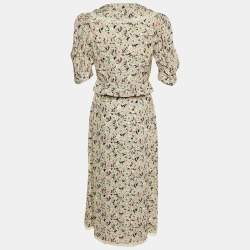 Miu Miu Multicolor Floral Printed Crepe Button Front Top & Midi Skirt Set S