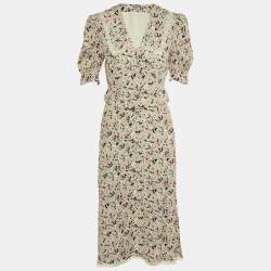 Miu Miu Multicolor Floral Printed Crepe Button Front Top & Midi Skirt Set S