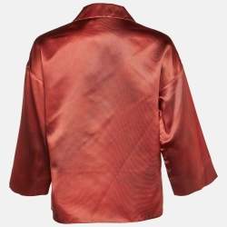 Miu Miu Burgundy Floral Printed Silk Oversized Shirt S