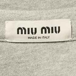 Miu Miu Grey Logo Embroidery Cotton Knit Oversized Shirt S