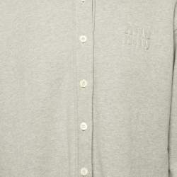 Miu Miu Grey Logo Embroidery Cotton Knit Oversized Shirt S