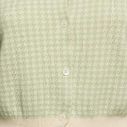 Miu Miu Green Houndstooth Wool Button Front Cardigan M