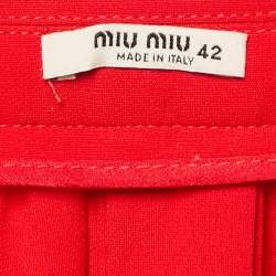 Miu Miu Red Crepe Pleated Mini Skirt M