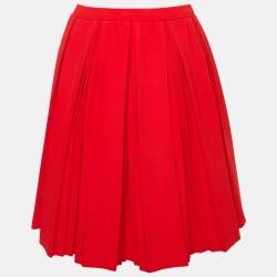 Miu Miu Red Crepe Pleated Mini Skirt M