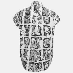 Pre Owned Miu Miu White Alphabet Print Cotton Sleeveless Shirt S