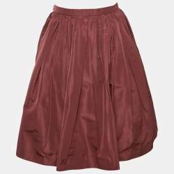 Miu Miu Burgundy Synthetic Pleated Mini Skirt S