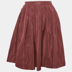 Miu Miu Burgundy Synthetic Pleated Mini Skirt S