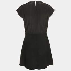 Miu Miu Black Crepe and Wool Gathered Mini Dress M