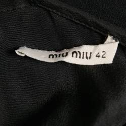 Miu Miu Black Crepe and Wool Gathered Mini Dress M
