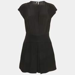 Miu Miu Black Crepe and Wool Gathered Mini Dress M