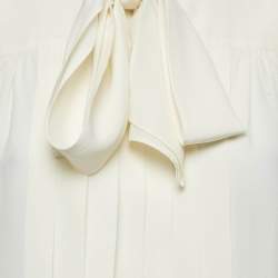 Miu Miu Cream Silk Pleated Sleeveless Shirt S