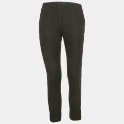 Miu Miu Black Textured Jacquard Slim Fit Trousers M