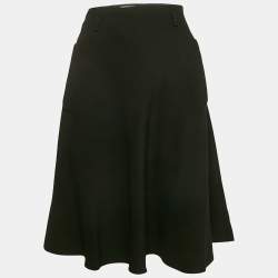 Miu Miu Black Crepe Flared Knee Length Skirt S