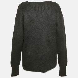 Miu Miu Black Mohair Wool V-Neck Sweater S