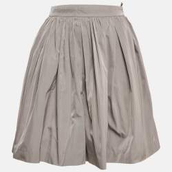 Miu Miu Grey Synthetic Gathered Mini Skirt S