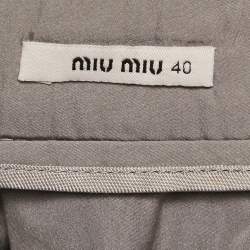 Miu Miu Grey Synthetic Gathered Mini Skirt S