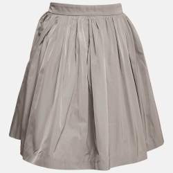 Miu Miu Grey Synthetic Gathered Mini Skirt S
