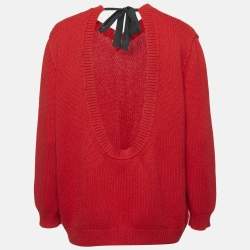 Miu Miu Red Cashmere Rib Knit Sweater M