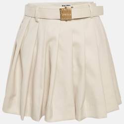 Miu Miu Beige Wool Pleated Batavia Mini Skirt S