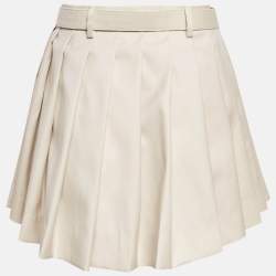 Miu Miu Beige Wool Pleated Batavia Mini Skirt S