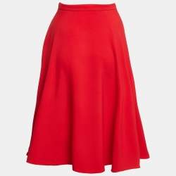 Miu Miu Red Crepe Flared Short Skirt S