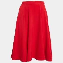 Miu Miu Red Crepe Flared Short Skirt S