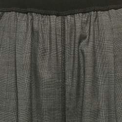 Pre Owned Miu Miu Grey Logo Ribbed Waistband Wool Trousers S