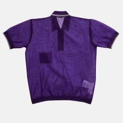 Miu Miu Purple Mesh Sheer Polo T-Shirt L 