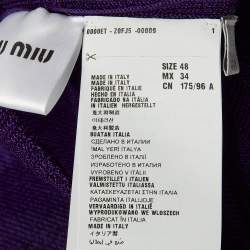 Miu Miu Purple Mesh Sheer Polo T-Shirt L 