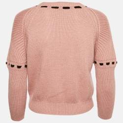 Miu Miu Pink Wool Laced Bow Detail Sweater M