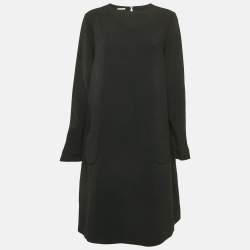 Miu Miu Black Crepe Long Sleeve Short Dress M