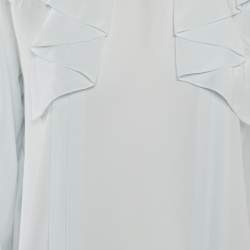 Miu Miu Blue Silk Ruffled Blouse M