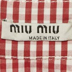 Miu Miu Red/White Cotton Gingham Ruffled Button Front Blouse M