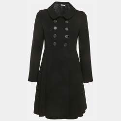 Miu Miu Black Wool Double Breasted Coat S