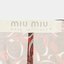 Miu Miu Vintage Red Printed Chiffon Ruche Top M