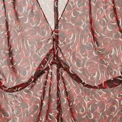 Miu Miu Vintage Red Printed Chiffon Ruche Top M