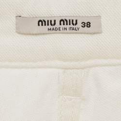 Pre Owned Miu Miu White Striped Denim Elasticated Bottom jeans S Waist 27"