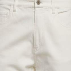 Pre Owned Miu Miu White Striped Denim Elasticated Bottom jeans S Waist 27"