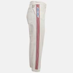 Pre Owned Miu Miu White Striped Denim Elasticated Bottom jeans S Waist 27"