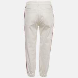 Pre Owned Miu Miu White Striped Denim Elasticated Bottom jeans S Waist 27"