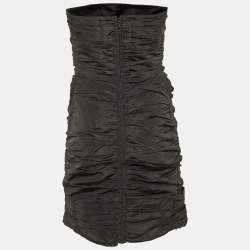 Miu Miu Black Faille Ruched Strapless Dress M