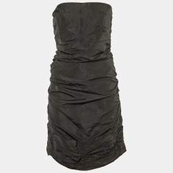 Miu Miu Black Faille Ruched Strapless Dress M