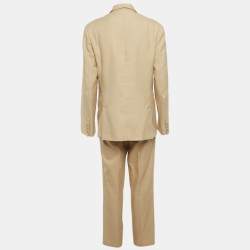 Pre Owned Miu Miu Beige Patterned Wool Tailored Suit L