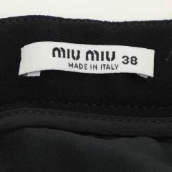 Pre Owned Miu Miu Black Crepe Bow Mini Skirt S