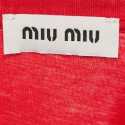مملوكة مسبقًا Miu Miu Red Logo-Patch Jersey Crewneck T-Shirt L